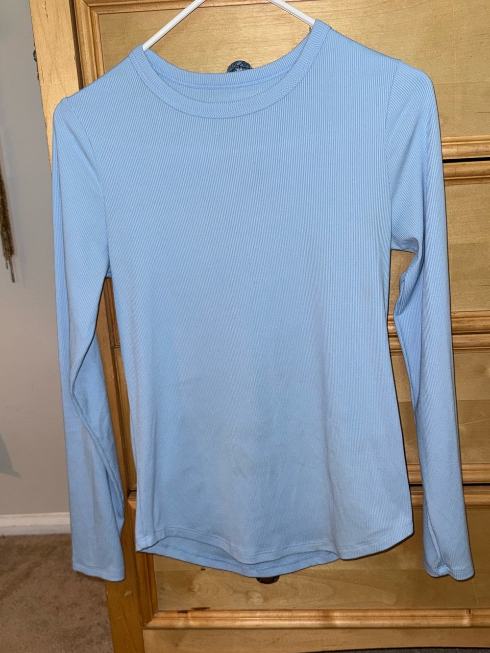 No Boundaries Light Blue Ribbed Long Sleeve Crew Top